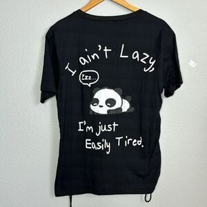 2X I ain't Lazy t-shirt, Panda bear t-shirt, On Fire, rouched sides